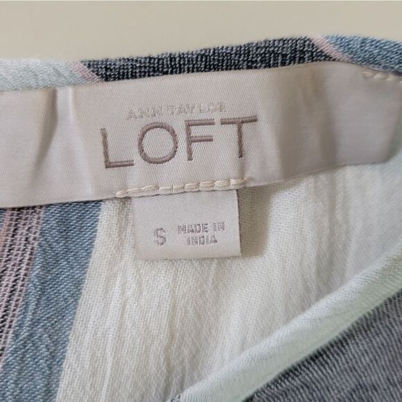 Loft Blue Plaid Rayon Sleeveless Ruffle Blouse - Picture 5 of 16